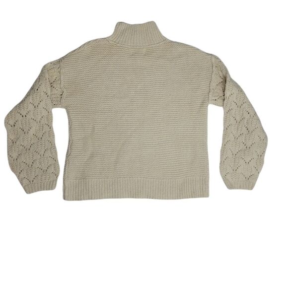 UNIVERSAL THREAD‎ sweater cream mock neck crochet sleeve boxy M - Picture 4 of 10